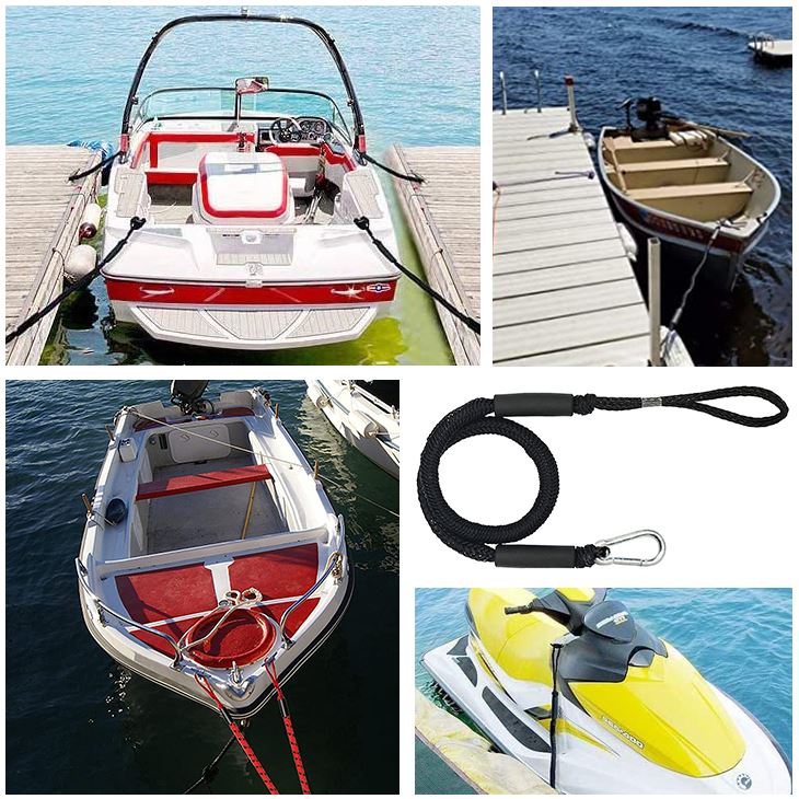 Boat Bungee Dock Line Mooring Rope For Boats Snubber, With Stainless Steel Clip