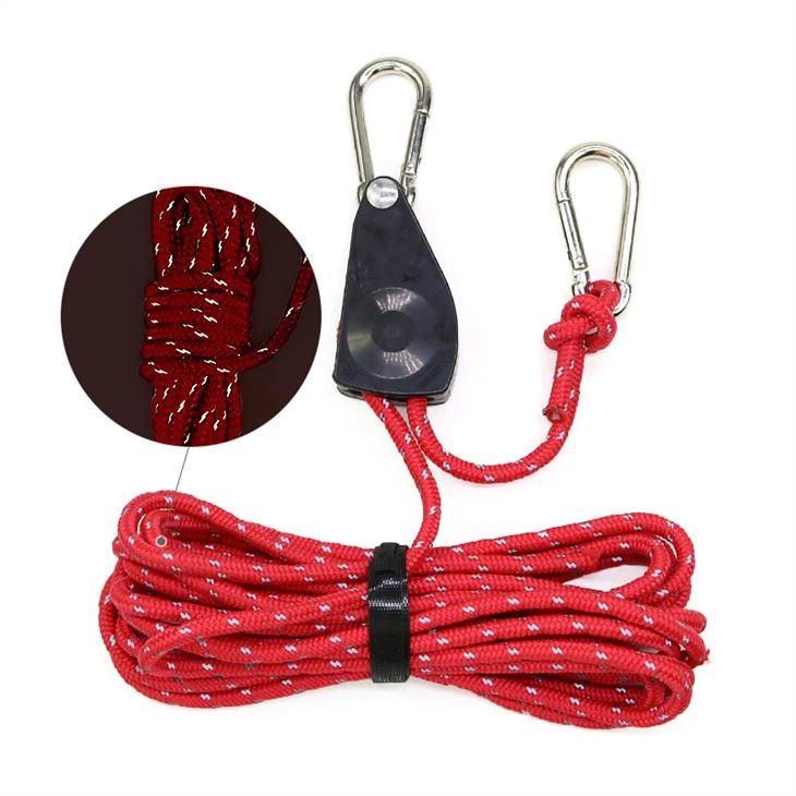 1/4'' Carabiner Hook Cargo Adjustable Reflective Rope Ratchet Keeper Tie Down Hanger