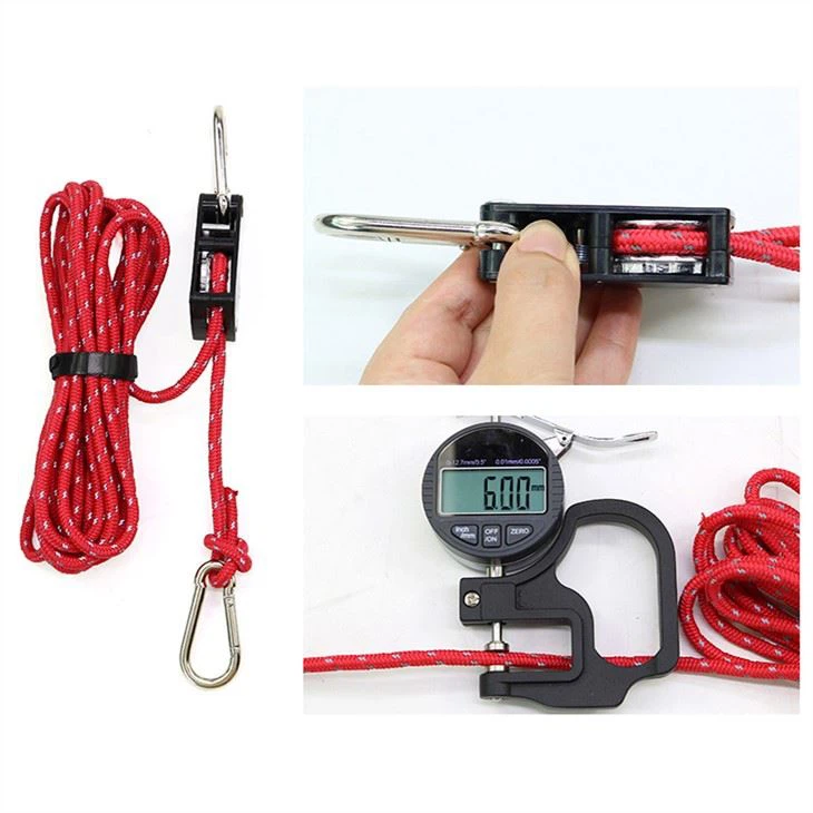 1/4'' Carabiner Hook Cargo Adjustable Reflective Rope Ratchet Keeper Tie Down Hanger